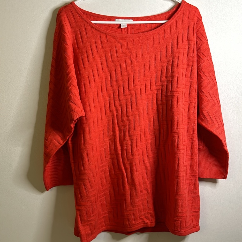 New York & Company knit orange long sleeve top size L 100% acrylic